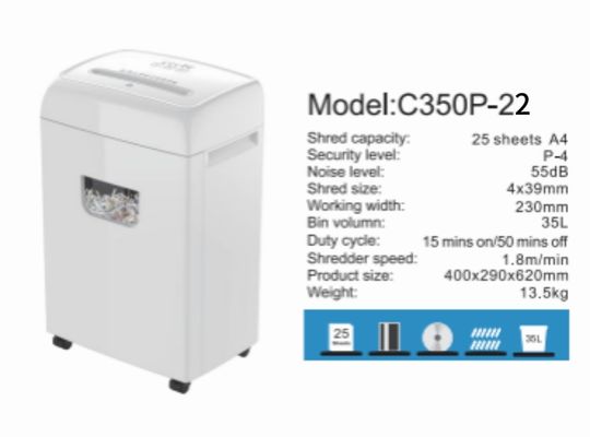 محصول جدید کار سنگین صندوق بزرگ 35L 22 ورق کاغذ تراشنده برش متقاطع برای دفاتر خانه