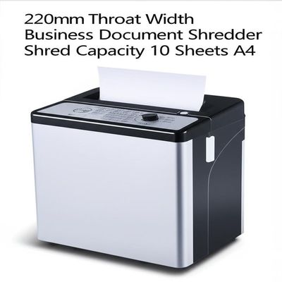 220mm عرض گلو سند کسب و کار Shredder Shred ظرفیت 10 ورق A4 برای خرد کردن محرمانه