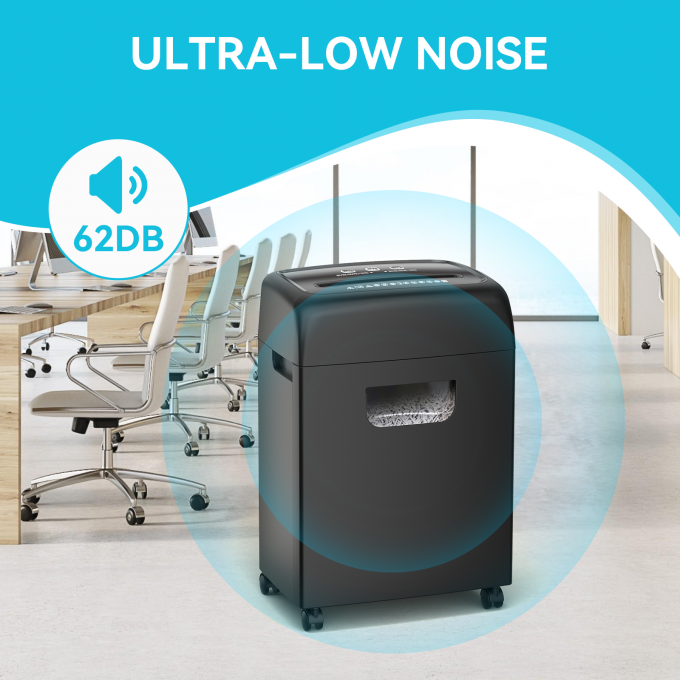 C281P سنگین وظیفه برق دفتر خردکن 20L 18 ورق برش متقاطع کاغذ خردکن برای کارت های P-4 با کشاندن صندوق 4